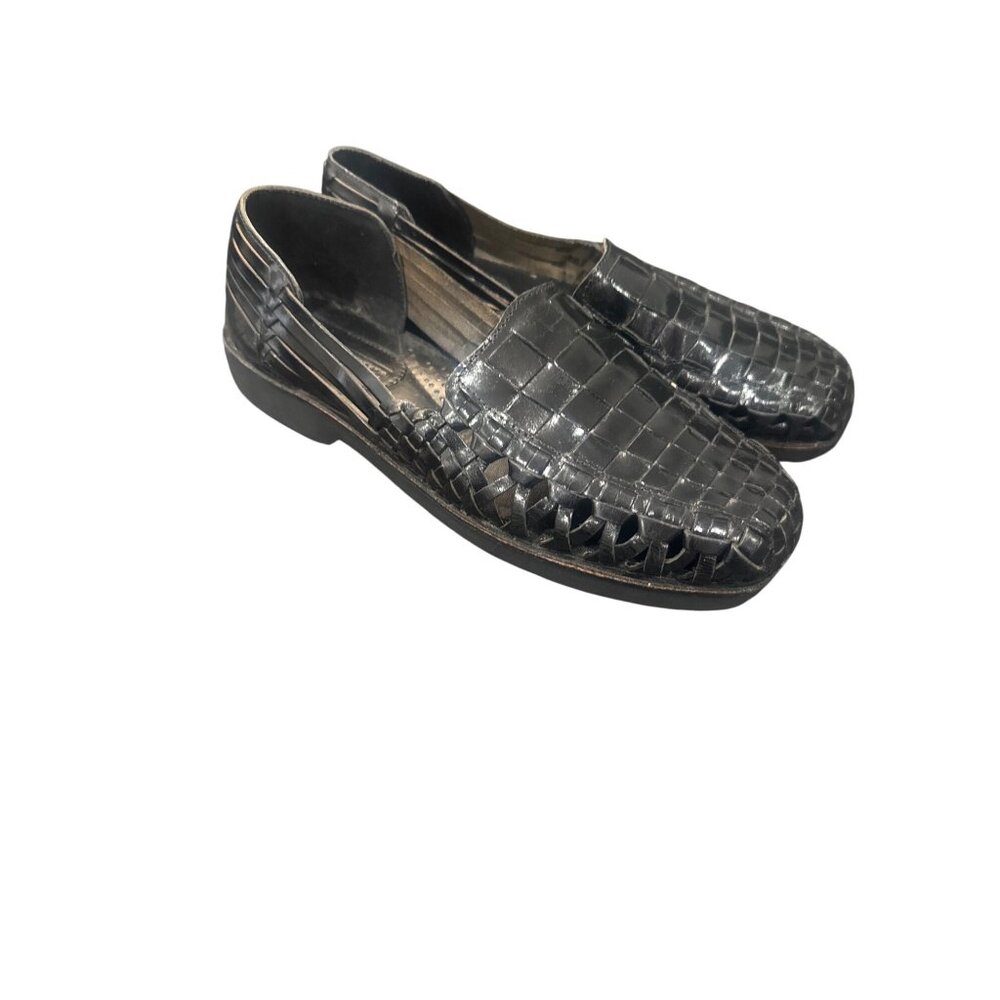 Stacy Adams Men's Black  Leather Croc-Style Slip-On Loafers 10.5.